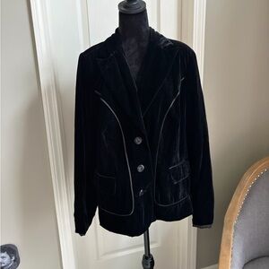 Emma James Black Velvet Blazer with Trim